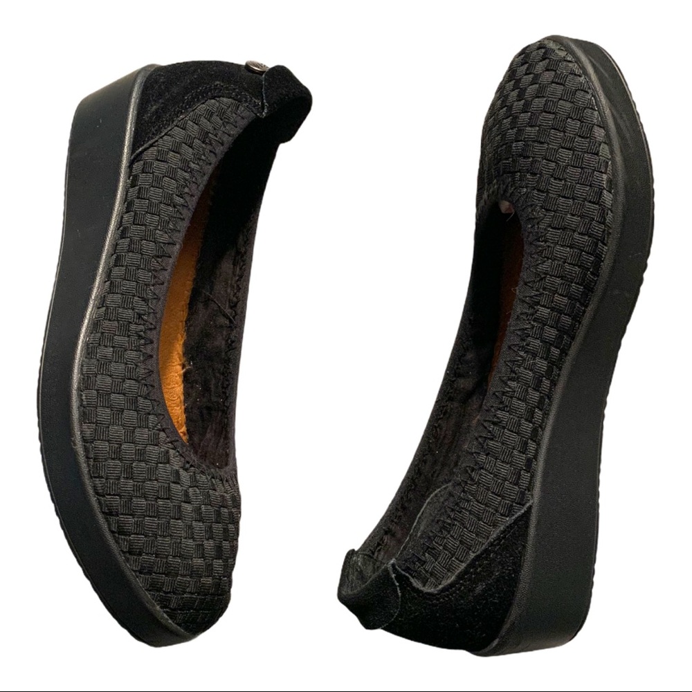 Bernie Mev Black Basket Weave Platform Slip On
